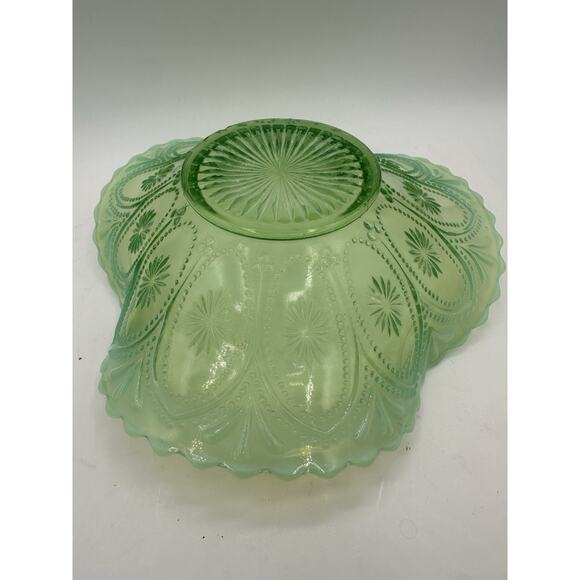 Northwood Spokes and Wheels Green Opalescent Novelty Bowl - Picture 8 of 8